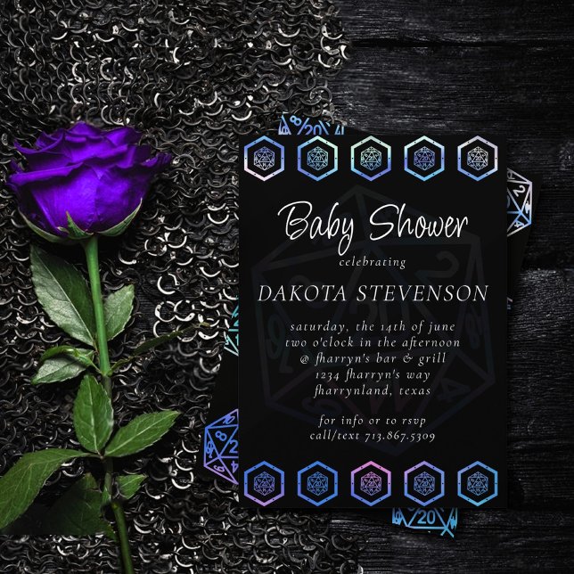 RPG Dice | Aurora Fantasy Tabletop Gamer Shower Invitation (Creator Uploaded)