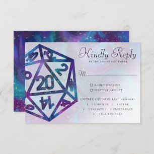 RPG Dice   Blue Fantasy PnP Tabletop Gamer Entree RSVP Card