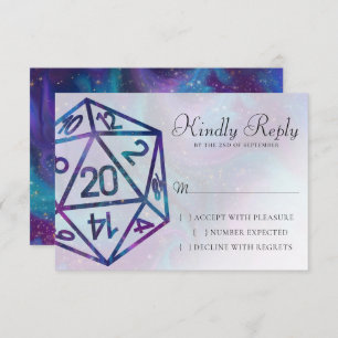 RPG Dice Blue Fantasy PnP Tabletop Role Player RSVP Card