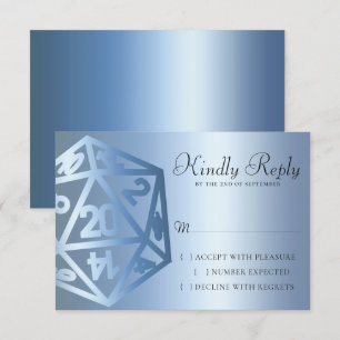 RPG Dice Blue Fantasy PnP Tabletop Role Player RSVP Card