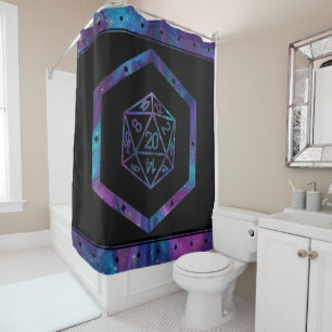 RPG Dice   Blue Fantasy PnP Tabletop Role Player Shower Curtain