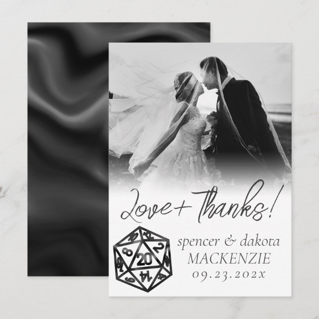 RPG Dice | Classic Fantasy Tabletop Gamer Photo Thank You Card (Front/Back)
