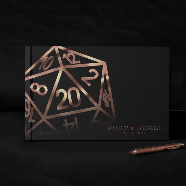 RPG Dice | Copper Fantasy Retro Tabletop PnP Gamer Guest Book (Creator Uploaded)