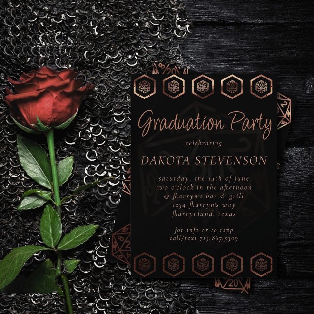 RPG Dice | Copper Fantasy Retro Tabletop PnP Gamer Invitation (Creator Uploaded)