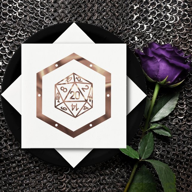 RPG Dice | Copper Fantasy Retro Tabletop PnP Gamer Napkin (Creator Uploaded)