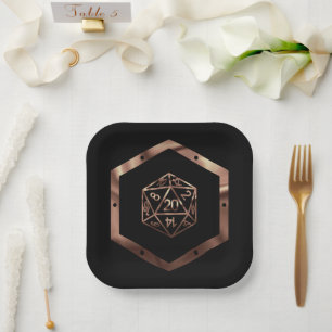 RPG Dice   Copper Fantasy Retro Tabletop PnP Gamer Paper Plate