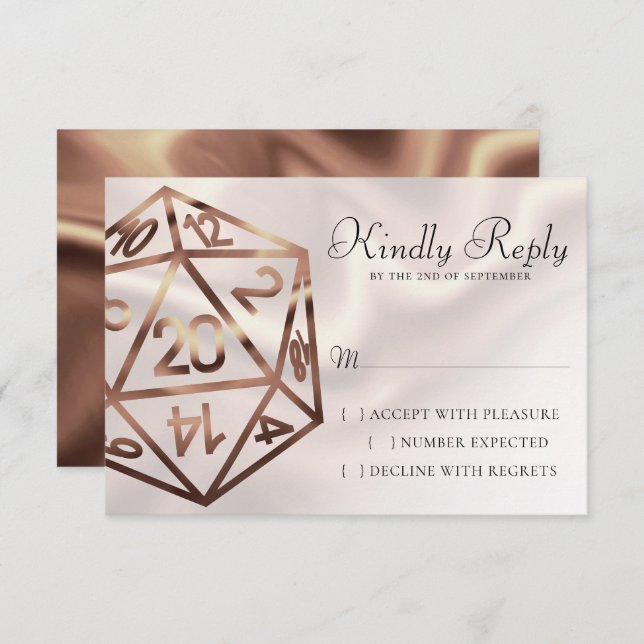 RPG Dice | Copper Fantasy Retro Tabletop PnP Gamer RSVP Card (Front/Back)