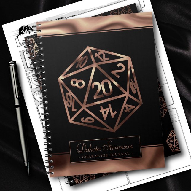 RPG Dice | Copper Fantasy Tabletop Gamer Character Notebook (Creator Uploaded)