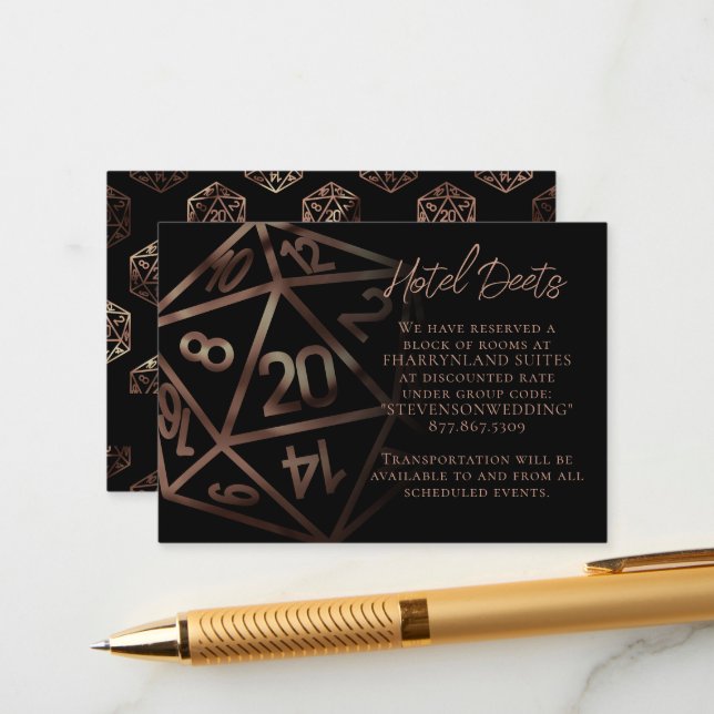 RPG Dice | Copper Fantasy Tabletop Gamer Details Enclosure Card (Front/Back In Situ)