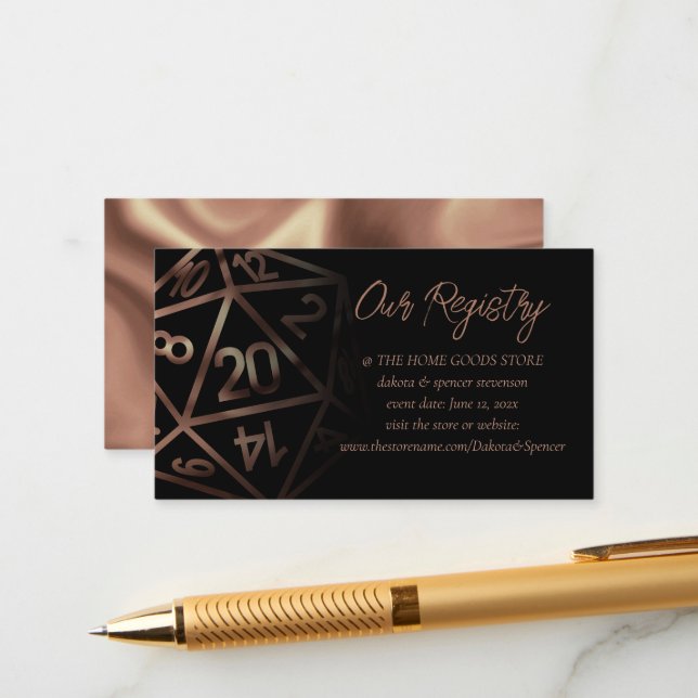 RPG Dice | Copper Fantasy Tabletop Gamer Registry Enclosure Card (Front/Back In Situ)