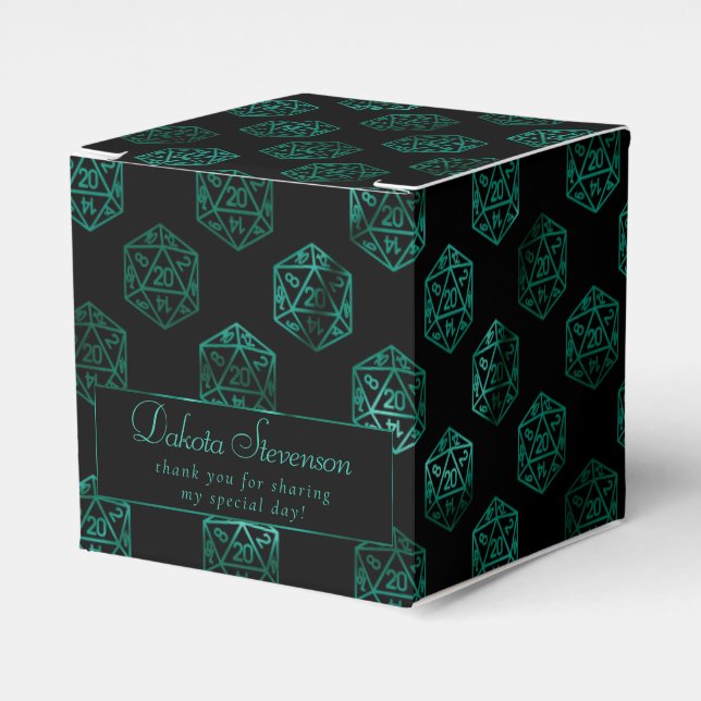 RPG Dice | Emerald Fantasy Tabletop Gamer Custom Favour Box (Front Side)
