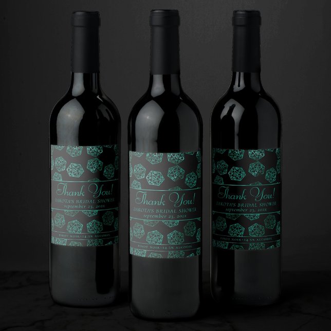 RPG Dice | Emerald Fantasy Tabletop Gamer Custom Wine Label (Creator Uploaded)