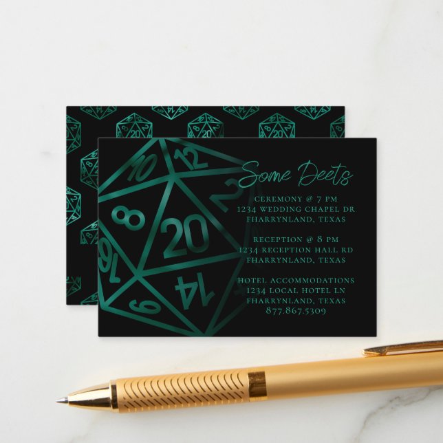 RPG Dice | Emerald Fantasy Tabletop Gamer Details Enclosure Card (Front/Back In Situ)