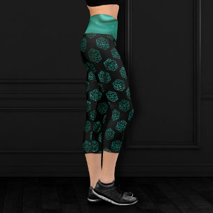 RPG Dice   Emerald Fantasy Tabletop Retro Gamer Capri Leggings