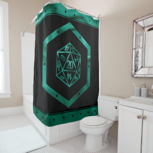 RPG Dice   Emerald Green Fantasy Tabletop Gamer Shower Curtain