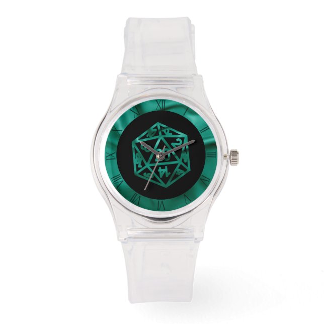 RPG Dice | Emerald Green Fantasy Tabletop Gamer Watch (Front)