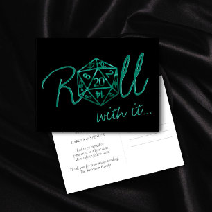 RPG Dice   Emerald Tabletop Gamer Change of Date Postcard