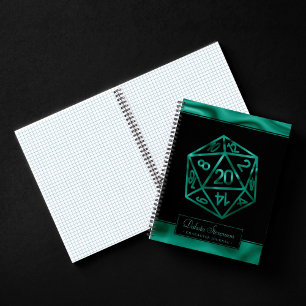 RPG Dice Emerald Tabletop PnP Gamer Graph Paper Notebook