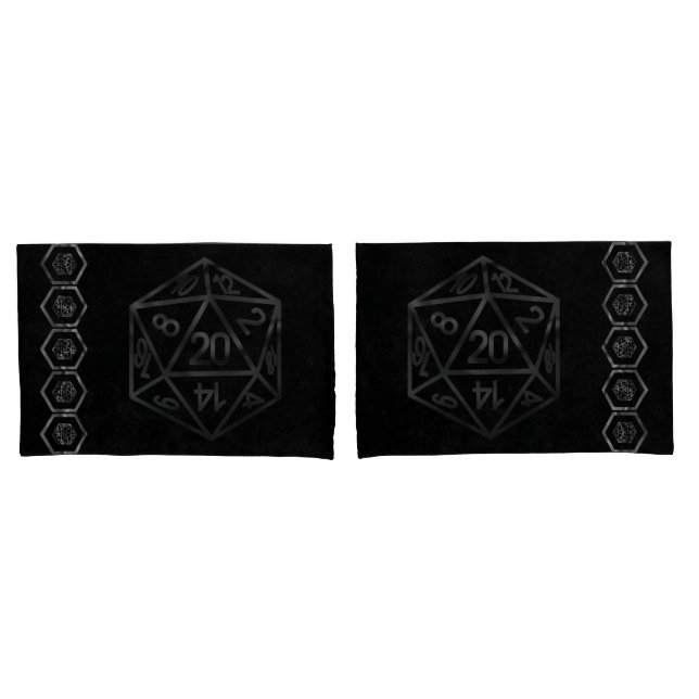 RPG Dice | Fantasy Old School Tabletop Retro Gamer Pillowcase (Front-Set)