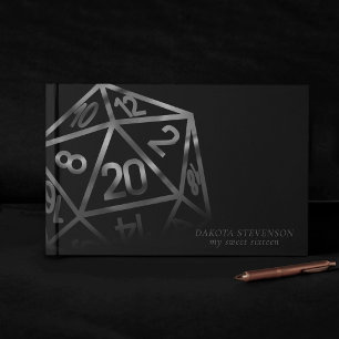 RPG Dice Fantasy Retro Tabletop PnP Gamer Custom Guest Book