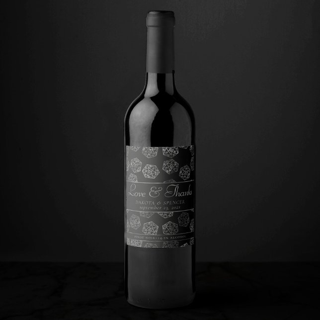 RPG Dice | Fantasy Retro Tabletop PnP Gamer Custom Wine Label (Creator Uploaded)