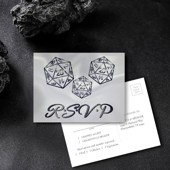 RPG Dice | Fantasy Tabletop Retro Gamer Meal RSVP Invitation Postcard (Creator Uploaded)