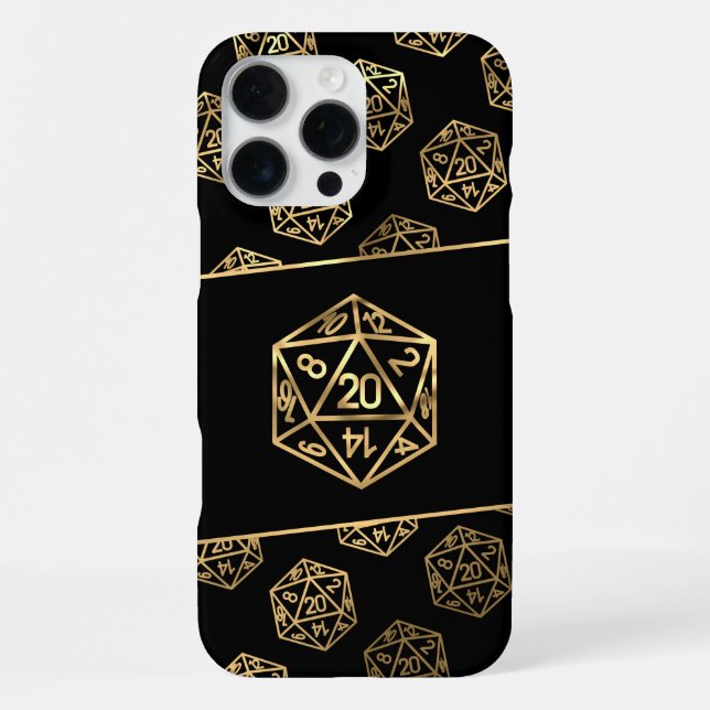 RPG Dice | Gold Fantasy Old School Tabletop Gamer iPhone Case (Back)