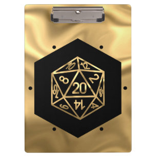 RPG Dice   Gold Fantasy Retro Tabletop PnP Gamer Clipboard