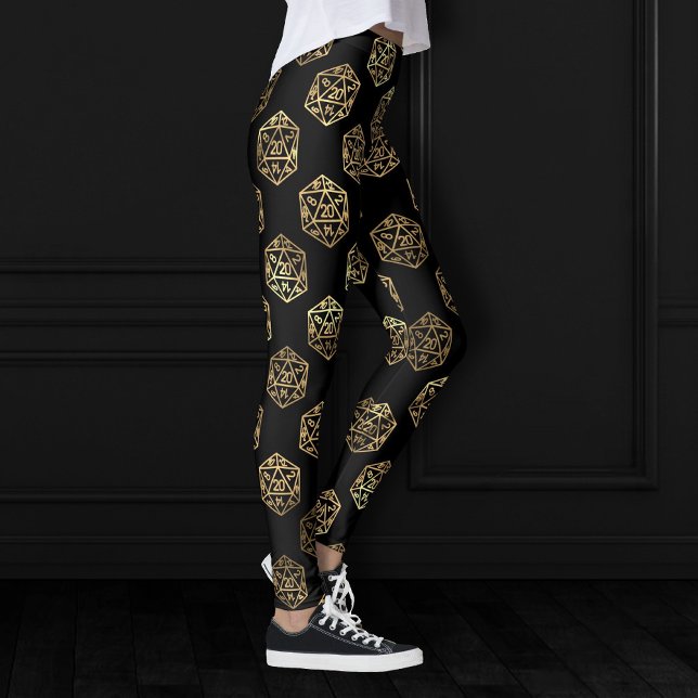 RPG Dice | Gold Fantasy Retro Tabletop PnP Gamer Leggings (Creator Uploaded)