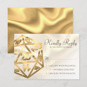 RPG Dice Gold Fantasy Retro Tabletop PnP Gamer RSVP Card