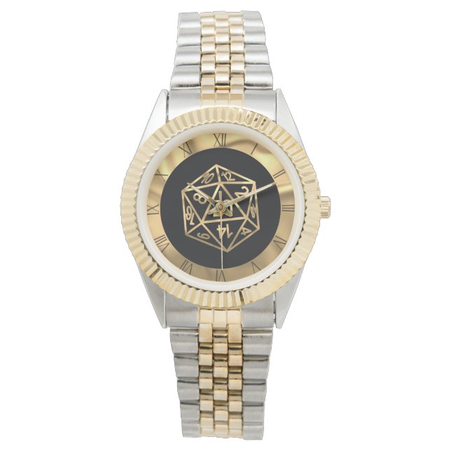 RPG Dice | Gold Fantasy Retro Tabletop PnP Gamer Watch (Front)