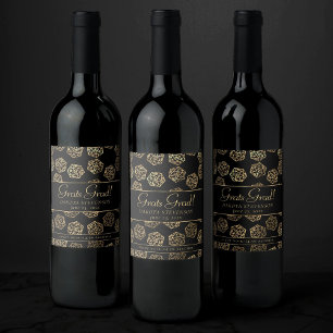 RPG Dice Gold Fantasy Tabletop PnP Gamer Custom Wine Label