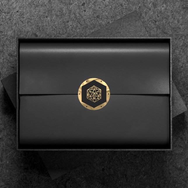 RPG Dice | Gold Old School Tabletop PnP Roleplayer Classic Round Sticker (Creator Uploaded)