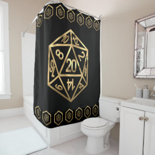 RPG Dice   Gold Old School Tabletop PnP Roleplayer Shower Curtain