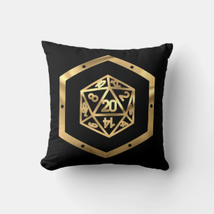 RPG Dice   Gold Old School Tabletop Role Player Cushion