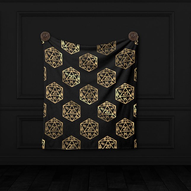 RPG Dice | Gold Old School Tabletop Role Player Fleece Blanket (Creator Uploaded)