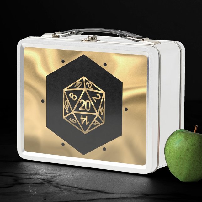 RPG Dice | Gold Old School Tabletop Role Player Metal Lunch Box (Creator Uploaded)