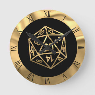 RPG Dice   Gold Old School Tabletop Role Player Round Clock