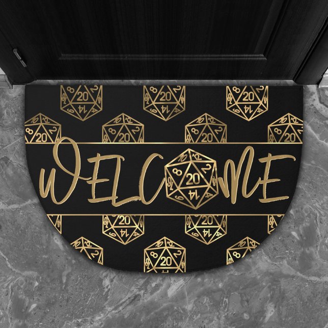 RPG Dice | Gold Retro Tabletop Roleplayer Welcome Doormat (Creator Uploaded)