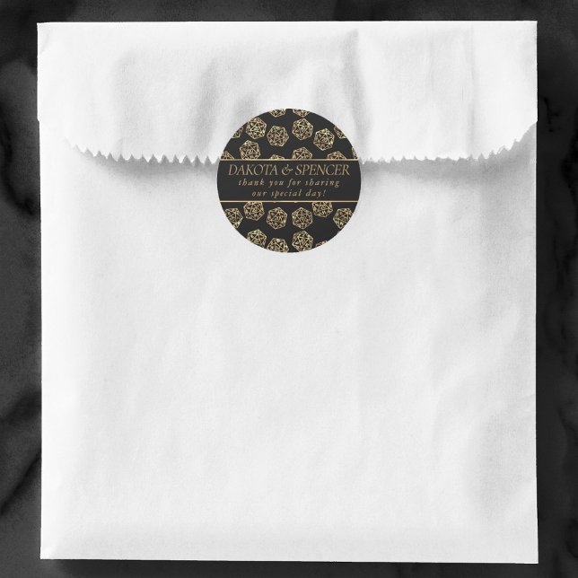 RPG Dice | Gold Tabletop PnP Roleplayer Thank You Classic Round Sticker (Creator Uploaded)