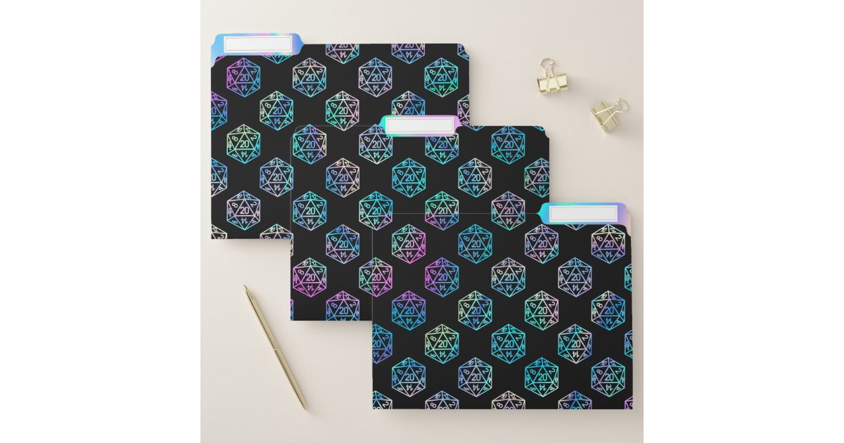 RPG Dice | Holo Fantasy Retro Tabletop PnP Gamer File Folder | Zazzle