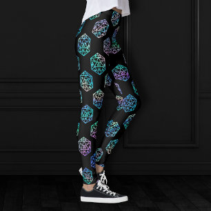 RPG Dice   Holo Fantasy Retro Tabletop PnP Gamer Leggings