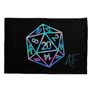 RPG Dice   Holo Fantasy Retro Tabletop PnP Gamer Pillowcase