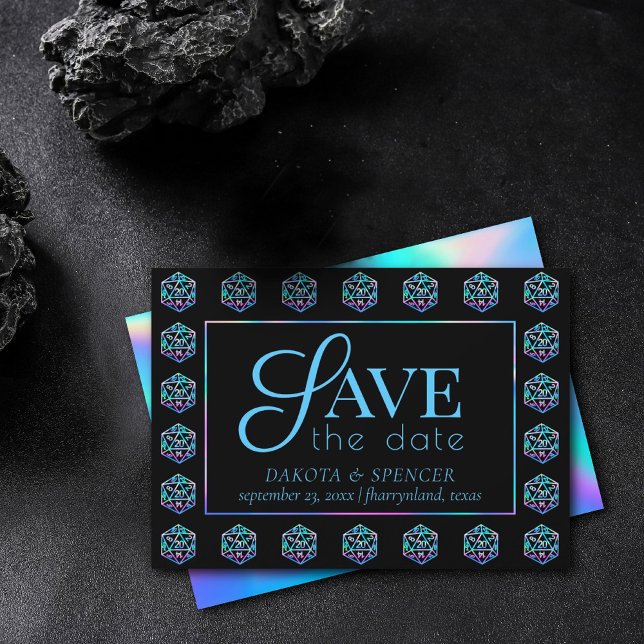 RPG Dice | Holo Fantasy Retro Tabletop PnP Gamer Save The Date (Creator Uploaded)