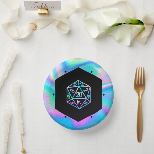 RPG Dice | Holo Old School Tabletop PnP Roleplayer Paper Plate (Wedding)