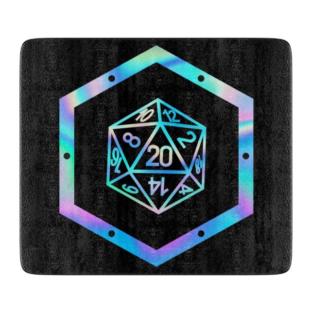 RPG Dice | Holo Old School Tabletop Role Player Cutting Board (Front)