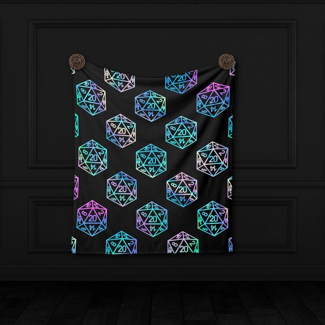 RPG Dice | Holo Old School Tabletop Role Player Fleece Blanket (Creator Uploaded)