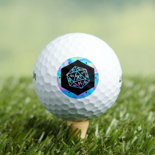 RPG Dice | Holo Old School Tabletop Role Player Golf Balls (Insitu Tee)