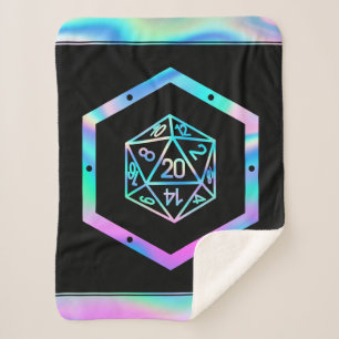 RPG Dice   Holo Old School Tabletop Role Player Sherpa Blanket