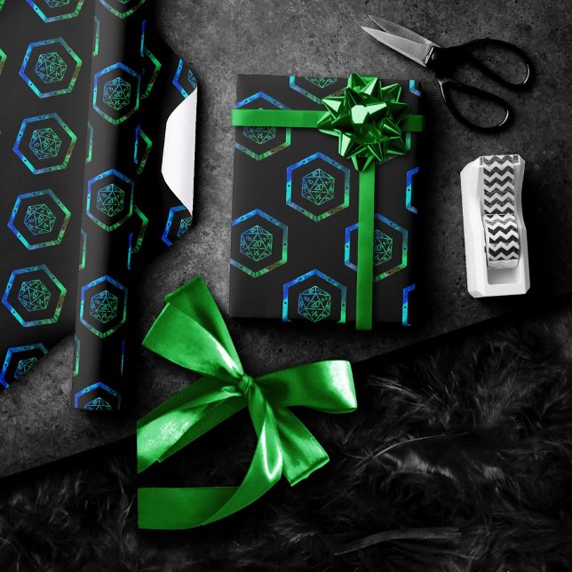 RPG Dice | Iridescent Fantasy Tabletop Retro Gamer Wrapping Paper (Creator Uploaded)